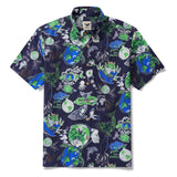 Men's Hawaiian Shirt Short Sleeve Button-down 100% Cotton Aloha Save Earth