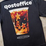 QOSTOFFICE 'ICED COFFEE' EVERYDAY ESSENTIAL HEAVYWEIGHT BLACK T-SHIRT