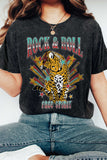 Rock and Roll Leopard Graphic Mineral Washed Tshirts