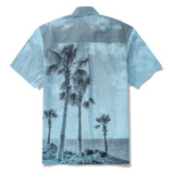 Men's Hawaiian Shirt Short Sleeve Button-down 100% Cotton Blue Aloha Ocean Crest