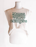 Mamas Raising World Changers Crop Muscle Tee - Ivory