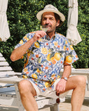 Men's Vintage Blue Hawaiian Shirt Sicily Lemon Shirt Short Sleeve Button-down Tropical Shirt