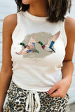 Mallard Duck Graphic Print Sleeveless Slim Tank Top (S-Xl)