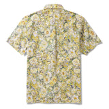 Floral Hawaiian Shirt 100% Cotton Men's Short Sleeve Button-down Yellow Aloha Shirt Lush Blossoms And Leaves