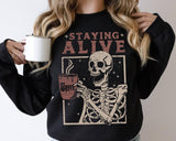 Stayin' Alive Skeleton Crewneck Sweatshirt