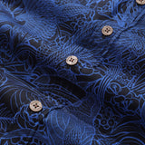 Dark Blue Tropical Hawaiian Shirt For Men Short Sleeve Button-down Shirt 100% Cotton Shirt