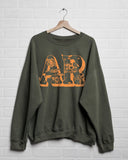 Arkansas Mushroom Military Green Thrifted Graphic Sweatshirt
