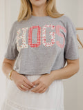 Arkansas Razorbacks Hogs Quilted Puff Ink Gray Cropped Tee