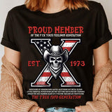 Custom Year Gen X Shirt, Skull Flag GenerationX T-shirt, Vintage Est.1973 Gen X 1965-1980 Shirt Collar Cotton Tshirt Fabric Fit Fabric Fit