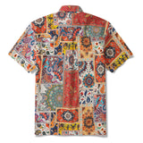 Men's Hawaiian Shirt Short Sleeve Button-down 100% Cotton Blue Aloha Vivid Edges