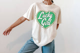 Lucky Girl Heart St Patricks Day Graphic Tee