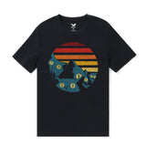 Hawaiian Tee For Men Vintage Vibes Cat Tee Crew Neck 100% Cotton - BLACK Vintage Vibes Cat - Black