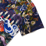 Japanese ukiyo-e Hawaiian Shirt 100% Cotton Men's Aloha Short Sleeve Camp Collar Wave Shirt Eastern Inspired Rooster