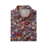 Men's Hawaiian Polo Shirt Among the Flowers Print Short Sleeve Golf Shirt Among The Flowers Polo