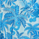 Men's Hawaiian Shirt Short Sleeve Button-down 100% Cotton Blue Aloha Jungle Paradise