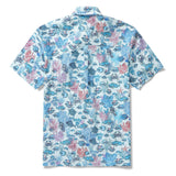 Blue Hawaiian Shirt For Men Fish Shirt Short Sleeve Button-down 100% Cotton Blue Aloha Seaside Boho