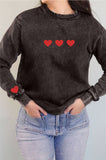Red Heart Front&Sleeve Puff Mineral Graphic Brush Sweatshirt