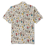 Men's Hawaiian Shirt Short Sleeve Button-down 100% Cotton Beige Aloha Alice's Wonderland