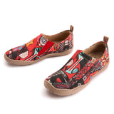 Abstract Artistry Statement Women's Slip-On Shoes, 100% Cotton, Painted Canvas Sneakers Abstract Art-inspired Shirt