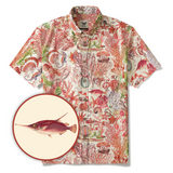 Dreamy Seas 100% Cotton Men's Short Sleeve Button-down Shirt Beige Aloha Hawaiian