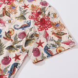 YiumeÂ® Hawaiian Shirt For Men Marine Life Shirt Cotton Hawaiian Shirt 50% Print-mismatched