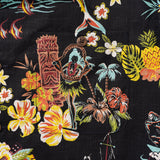 Men's Vintage Hawaiian Shirt Black Tiki Shirt Short Sleeve Camp Collar 100% Cotton Aloha Shirt Vintage Aloha