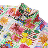 Men's Hawaiian Shirt Short Sleeve Button-down 100% Cotton Blue Aloha Summer Cats