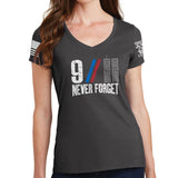 Ladies 9/11 Never Forget V-Neck T-shirt Style001