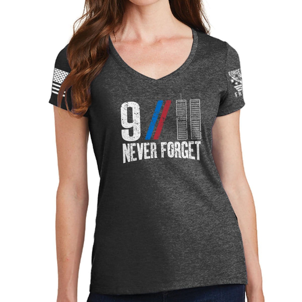 Ladies 9/11 Never Forget V-Neck T-shirt Style001