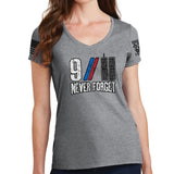 Ladies 9/11 Never Forget V-Neck T-shirt Style001