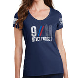 Ladies 9/11 Never Forget V-Neck T-shirt Style001