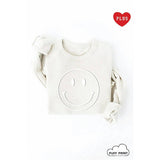Smiley Face Tonal Puff Print Plus Graphic Sweatshirt