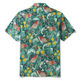 Autumn Birds By Katie Wilson 100% Cotton Men's Short Sleeve Camp Collar Shirt Aloha Hawaiian