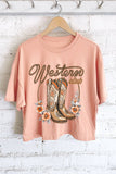 Western Club Boots Mineral Graphic Long Crop Top