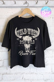 Wild West Cow Skull Graphic Crop Top