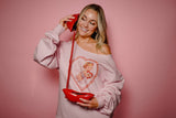 Cupid Heart Valentine's Day Pink Flashdance Sweatshirt