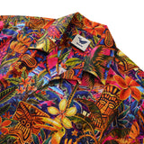 Men's Hawaiian Shirt Short Sleeve Camp Collar 100% Cotton Orange Aloha Joyful TIKI Tropical Celebration