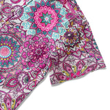 Valentine's Day Pink Mandala 100% Cotton Women's Short Sleeve Button-up Shirt Red Aloha Hawaiian
