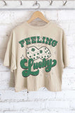 Feeling Lucky Clover Front & Back Graphic Long Crop Top