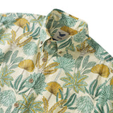 Enchanting Forest Treasures 100% Cotton Men's Short Sleeve Button-down Shirt Green Aloha Hawaiian