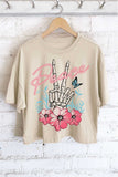 Peace Skeleton with Flowers Graphic Long Crop Top