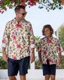 Children's Hawaiian Shirt Marine Life Seahorse Octopus Print Cotton Button-down Short Sleeve Marine Life Youth Shirt