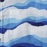 Men's Hawaiian Shirt Short Sleeve Button-down 100% Cotton Blue Aloha Mountain and Sea