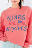 Stars and America Flag Stripes Graphic Brushed Sweatshirts