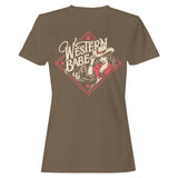 Western Retro Cowgirl Women's T-Shirt Brown Savana