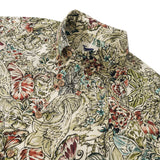 Men's Hawaiian Shirt Short Sleeve Button-down 100% Cotton Green Aloha Floral Butterfly