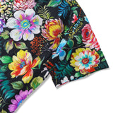 Men's Floral Hawaiian Shirt 100% Cotton Black Aloha Short Sleeve Button-down Shirt Midnight Blossom By Manish Prajapati