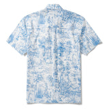 Menâ€™s Wedding Guest Shirt â€“ Blue Floral 100% Cotton Button-Down Hawaiian Shirt