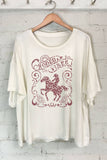 Rodeo Off-Shoulder Screen Printed Women's T-Shirt