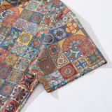 Men's Hawaiian Shirt Short Sleeve Button-down 100% Cotton Brown Aloha Desert Mystique